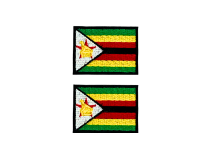 Zimbabwe Flag Med Sort Kant 2 stk. pak 4,5x3cm - Patch Mærke
