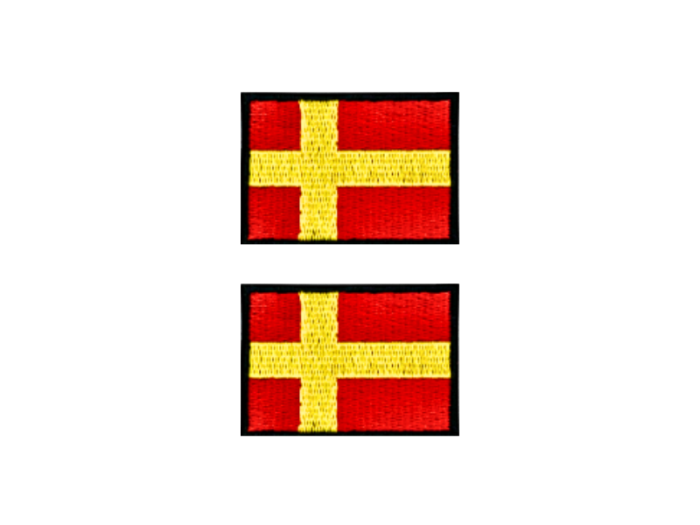 Skåne Flag Med Sort Kant 2 stk. pak 4,5x3cm - Patch Mærke