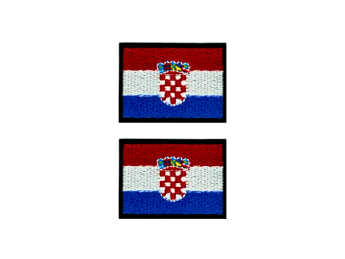Croatia Kroatien Flag Med Sort Kant 2 stk. pak 4,5x3cm - Patch Mærke