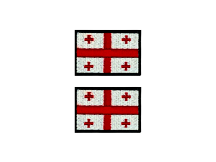 Georgia Georgien Flag Med Sort Kant 2 stk. pak 4,5x3cm - Patch Mærke