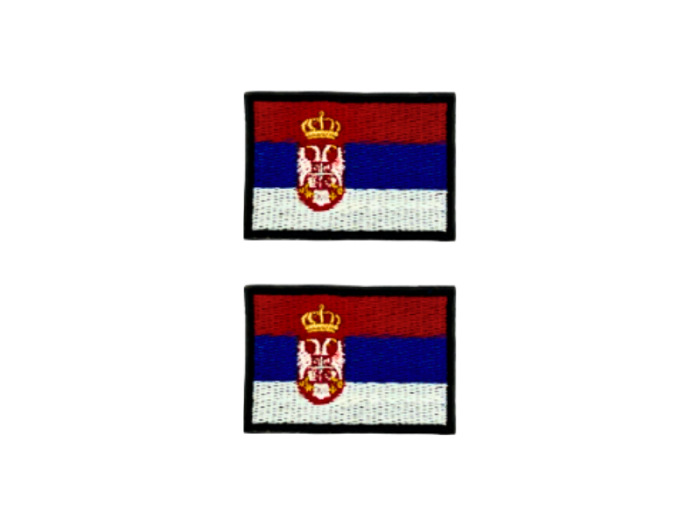 Serbia Serbien Flag Med Sort Kant 2 stk. pak 4,5x3cm - Patch Mærke
