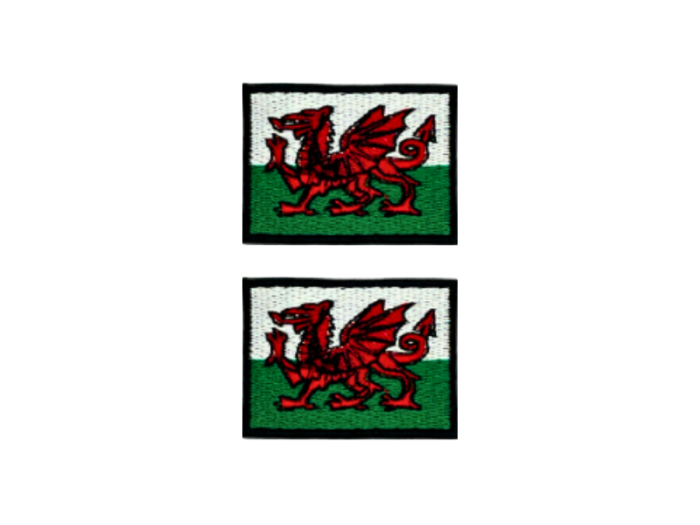 Wales Flag Med Sort Kant 2 stk. pak 4,5x3cm - Patch Mærke