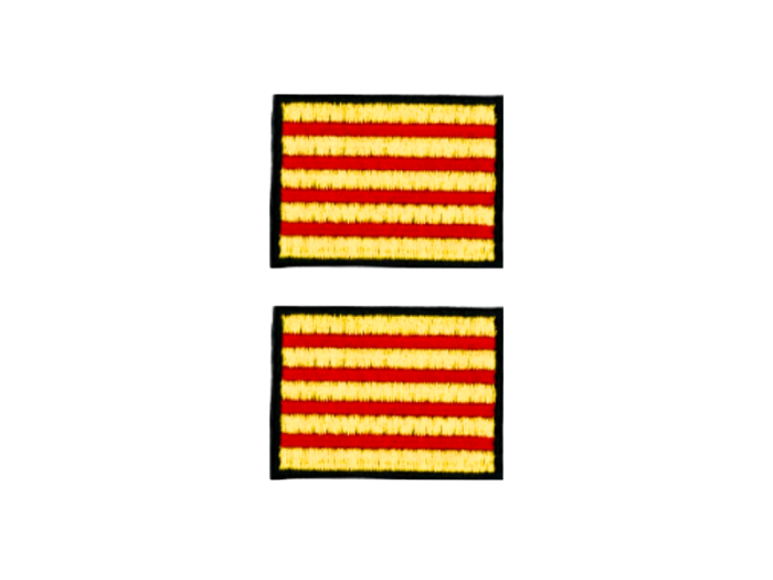 Catalonien Flag Med Sort Kant 2 stk. pak 4,5x3cm - Patch Mærke