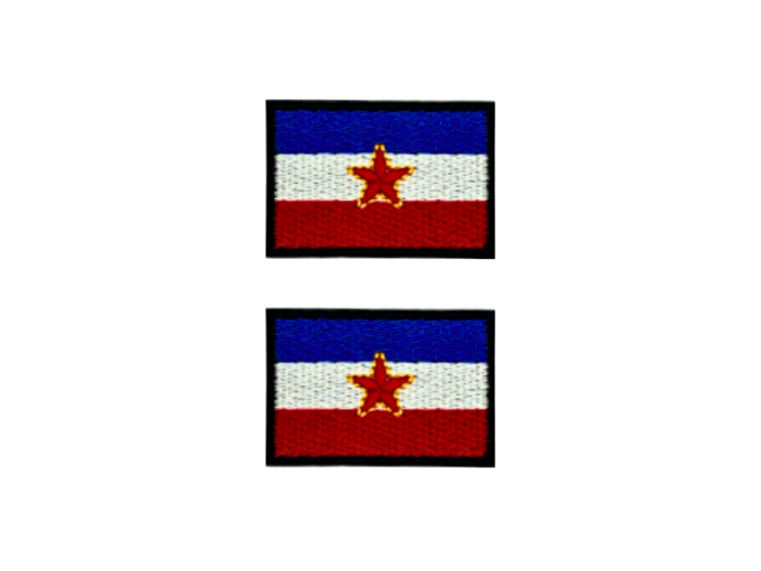 Jugoslanien Yogoslavia Flag Med Sort Kant 2 stk. pak 4,5x3cm - Patch Mærke