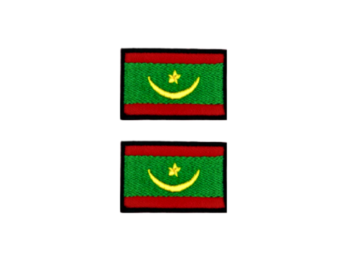 Mauritanien ny fra Aug 2017 Flag Med Sort Kant 2 stk. pak 4,5x3cm - Patch Mærke