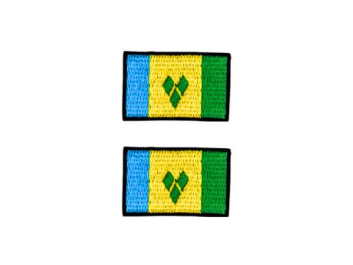 Saint Vincent And The Grenadines Flag Med Sort Kant 2 stk. pak 4,5x3cm - Patch Mærke