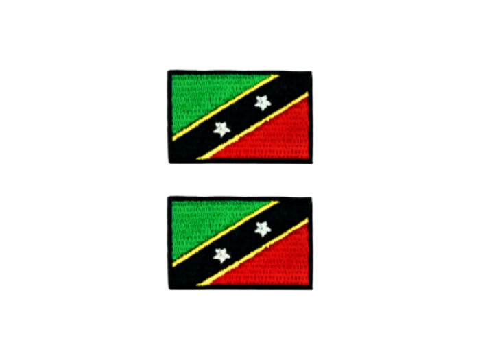 Saint Kitts And The Nevis Flag Med Sort Kant 2 stk. pak 4,5x3cm - Patch Mærke