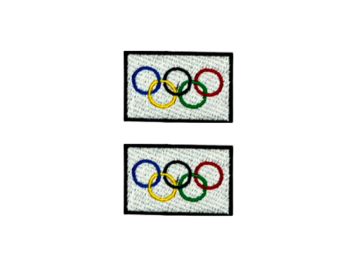 Olympic Flag Med Sort Kant 2 stk. pak 4,5x3cm - Patch Mærke
