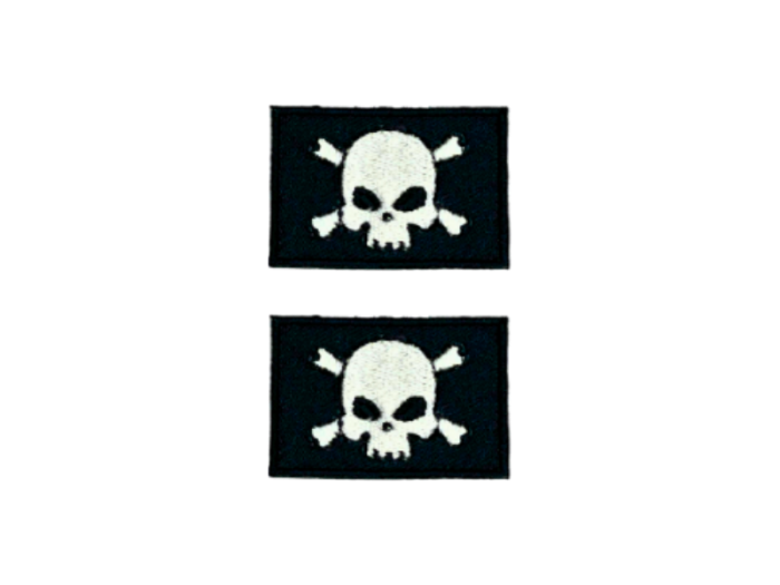 Pirat Skull Flag Med Sort Kant 2 stk. pak 4,5x3cm - Patch Mærke