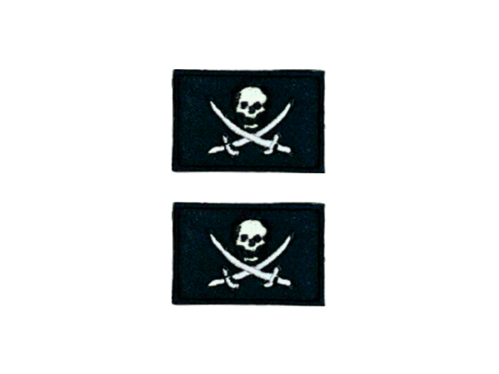 Pirat Sword Flag Med Sort Kant 2 stk. pak 4,5x3cm - Patch Mærke