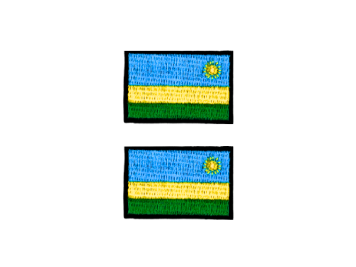 Rwanda Flag Med Sort Kant 2 stk. pak 4,5x3cm - Patch Mærke