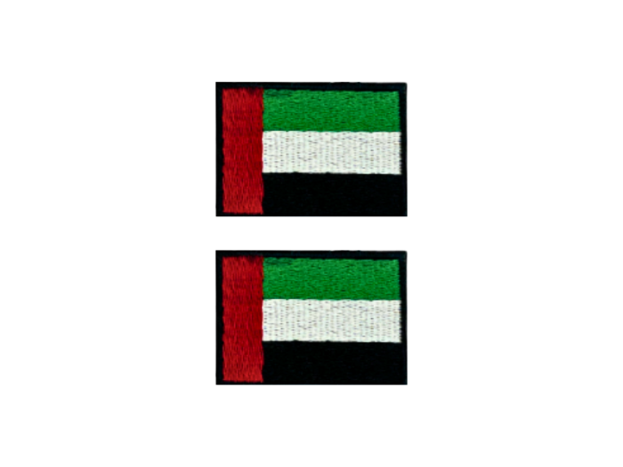 United Arab Emirates Forenede Arabiske Emirater Flag Med Sort Kant 2 stk. pak 4,5x3cm - Patch Mærke