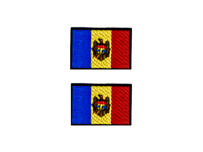 Moldova Med Flag Sort Kant 2 stk. pak 4,5x3cm - Patch Mærke
