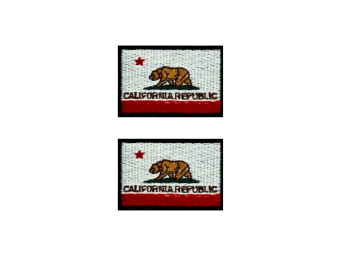 California USA State Med Sort Kant 2 stk. pak 4,5x3cm - Patch Mærke