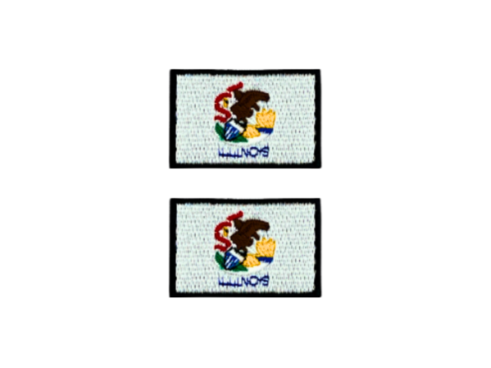 Illinois USA State Med Sort Kant 2 stk. pak 4,5x3cm - Patch Mærke