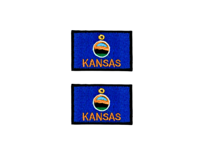 Kansas USA State Med Sort Kant 2 stk. pak 4,5x3cm - Patch Mærke