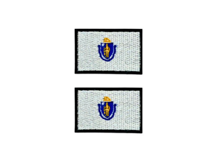 Massachusset USA State Med Sort Kant 2 stk. pak 4,5x3cm - Patch Mærke