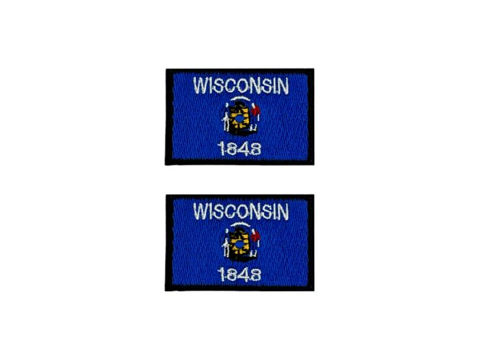 Wisconsin USA State Med Sort Kant 4,5x3cm 2 stk. Pak – Patch Mærke