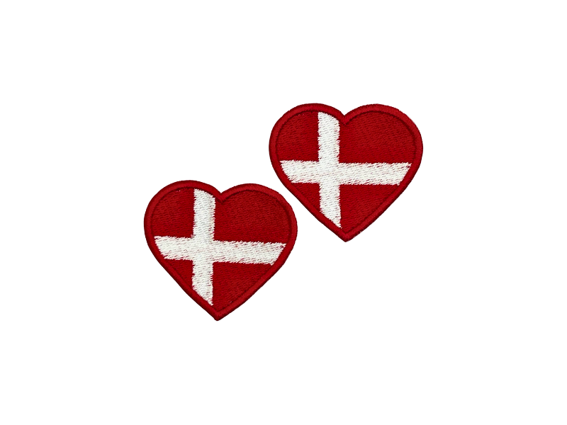 Hjerte flag Danmark 2 stk. Pak – Patch Mærke