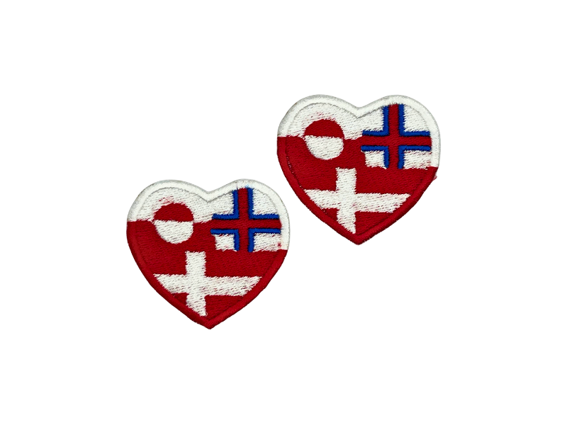 Hjerte flag Grønland-Færøerne-Danmark 2 stk. Pak – Patch Mærke